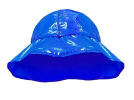 hell Blau Plastik Eimer Hut isoliert auf Weiß foto