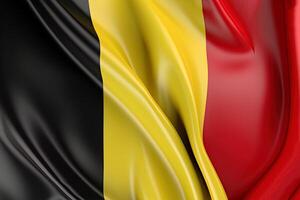 Schwarz, Gelb und rot Hintergrund, winken das National Flagge von Belgien, winkte ein höchst detailliert Nahansicht. ai generiert foto