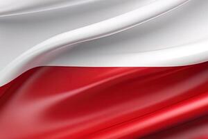 Weiß und rot Hintergrund, winken das National Flagge von Polen, winkte ein höchst detailliert Nahansicht. ai generiert foto