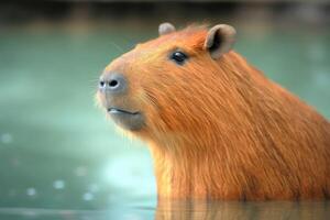 Capybara Riese Meerschweinchen Nagetier Tier. ai generiert foto