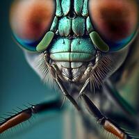 Nahansicht Makro Fotografie von fliegen Insekten ai generativ foto