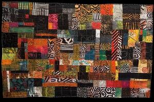 afrikanisch Textil- inspiriert abstrakt Kunst Stück mit hoch Kontrast. ai generiert foto