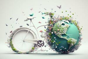 Welt Fahrrad Tag auf Weiß Hintergrund, Öko freundlich Fahrrad Konzept. generativ ai foto