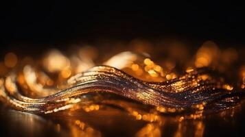 schwarz und Gold Bokeh glänzend abstrakt Hintergrund. generativ ai foto