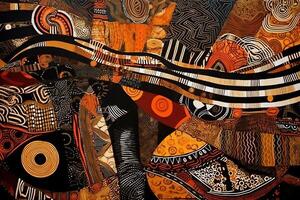 afrikanisch Textil- inspiriert abstrakt Kunst Stück mit hoch Kontrast. ai generiert foto