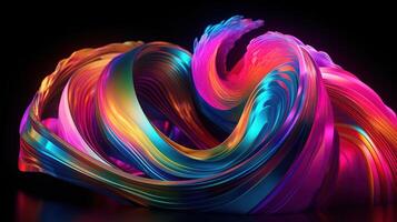 abstrakt 3d Welle im Neon- holographisch Bewegung. generativ ai foto