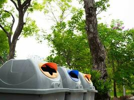Behälter Müll Recycling Container Abfall Müll Plastik Müll Behälter Ökologie Grün Baum Blatt natürlich Pflanze Farbe Kopieren Raum Wiederverwendung Verschmutzung können Verfügung sauber Umgebung Symbol reduzieren bio Korb sich weigern foto