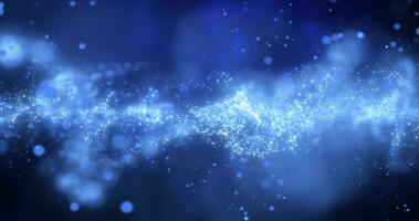 abstrakt Blau glühend fliegend Wellen von Energie Partikel futuristisch hoch Technik Hintergrund foto