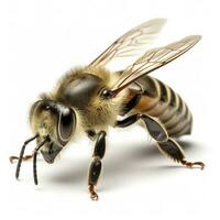 golden Honigbiene oder Biene isoliert auf das Weiß Hintergrund, generieren ai foto