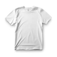 Herren Weiß leer T-Shirt Templat isoliert auf Weiß Hintergrund, generieren ai foto