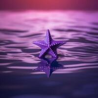 ein Star auf das Wasser mit lila Hintergrund ai generiert foto