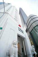 singapur 1. juni 2022. bank of china logo auf finanzgebäude foto