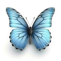 schön Flügel von ein Blau Schmetterling isoliert auf ein Weiß Hintergrund, generieren ai foto