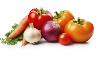frisch Gemüse auf Weiß Hintergrund. gesund Essen Konzept, generieren ai foto