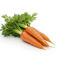 Karotte Gemüse mit Blätter isoliert auf Weiß Hintergrund, ausgeschnitten, generieren ai foto