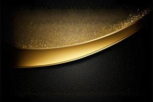 dunkel Hintergrund mit Gold Schleife. abstrakt Illustration zum festlich Design. generativ ai Illustration. foto