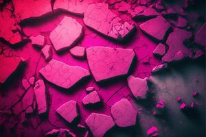abstrakt Rosa und lila Hintergrund mit gebrochen Steine Textur, Grunge geknackt Mauer. generativ ai Illustration. foto