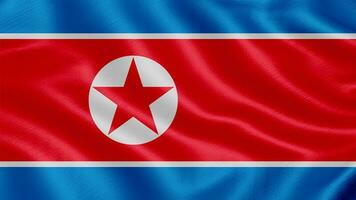 Flagge von Norden Korea. realistisch winken Flagge 3d machen Illustration mit höchst detailliert Stoff Textur foto
