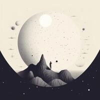 Mond einfach Illustration. Illustration ai generativ foto