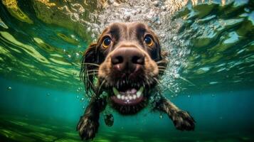 süß Hund unter Wasser. Illustration ai generativ foto