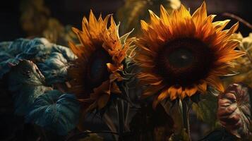 Sonnenblume, Digital Kunst Illustration, generativ ai foto