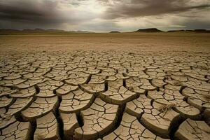 Dürre Landwirtschaft Landschaft Wasser. generieren ai foto