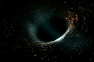 Raum schwarz Loch Spiral. generieren ai foto