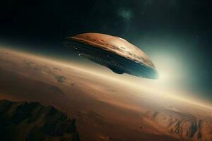 UFO Mars Planet Raum. generieren ai foto