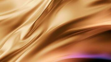 Gold Satin- Stoff Textur Hintergrund. Nahansicht von wellig golden Seide Stoff. 3d machen Illustration foto