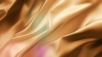 Gold Satin- Stoff Textur Hintergrund. Nahansicht von wellig golden Seide Stoff. 3d machen Illustration foto