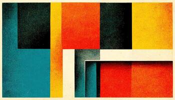 generativ ai, abstrakt Bauhaus Stil Hintergrund mit körnig Papier Textur. modisch zeitgenössisch minimal 20er Jahre geometrisch Design. Digital Kunst. foto