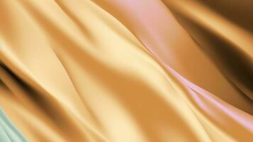 Gold Satin- Stoff Textur Hintergrund. Nahansicht von wellig golden Seide Stoff. 3d machen Illustration foto