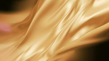 Gold Satin- Stoff Textur Hintergrund. Nahansicht von wellig golden Seide Stoff. 3d machen Illustration foto