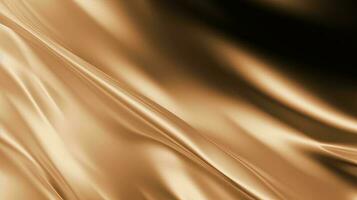 Gold Satin- Stoff Textur Hintergrund. Nahansicht von wellig golden Seide Stoff. 3d machen Illustration foto