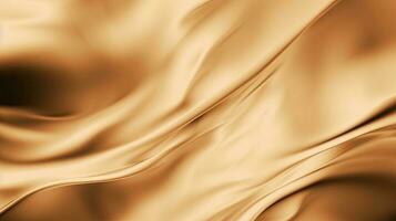 Gold Satin- Stoff Textur Hintergrund. Nahansicht von wellig golden Seide Stoff. 3d machen Illustration foto