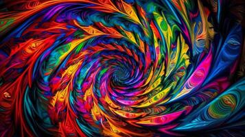 bunt Spiral- fraktal, psychedelisch Hintergrund generativ ai foto