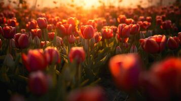 Tulpen Blume Feld. Illustration ai generativ foto