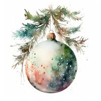 Aquarell Weihnachten Ball Dekoration. Illustration ai generativ foto