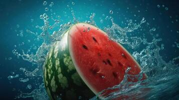 Wassermelone im Wasser. Illustration ai generativ foto