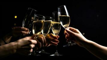 Völker geprägt Brille von Champagner. Illustration ai generativ foto