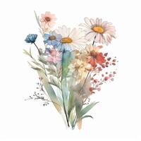 Aquarell Wildblume Strauß. Illustration ai generativ foto