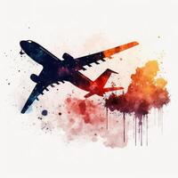 Aquarell Flugzeug. Illustration ai generativ foto