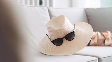 Mode Sonnenbrille und Hut. Illustration ai generativ foto