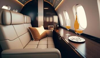 Luxus Jet Innere. Illustration ai generativ foto