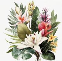 Aquarell tropisch Blätter. Illustration ai generativ foto