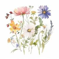 Aquarell Wildblume Strauß. Illustration ai generativ foto