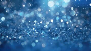 Blau Winter Schnee Hintergrund. Illustration ai generativ foto
