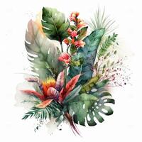 Aquarell tropisch Blumen. Illustration ai generativ foto