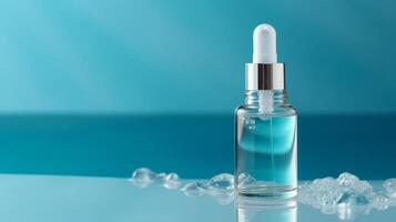 Blau kosmetisch Serum Hintergrund. Illustration ai generativ foto