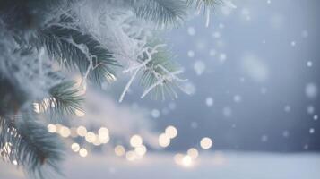 Winter Weihnachten Hintergrund mit Tanne und Schnee. Illustration ai generativ foto